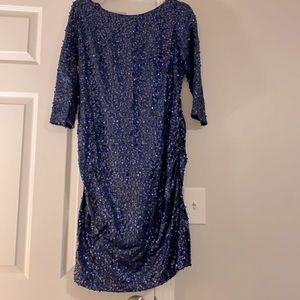 David’s Bridal navy sequin dress